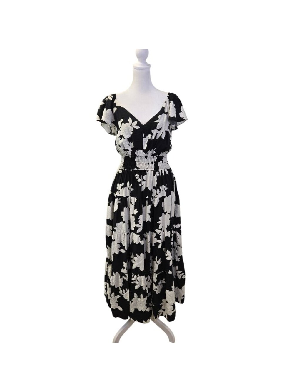 Rachel Zoe Rayon Blend Floral Tiered Hem Boho Maxi Dress Size Medium